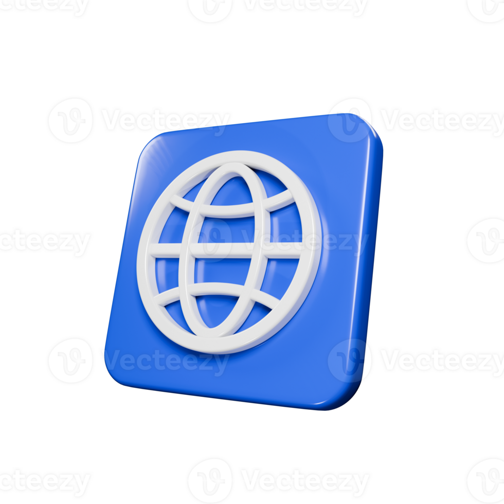 Perspective 3D Rendered Blue Box Website Icon png