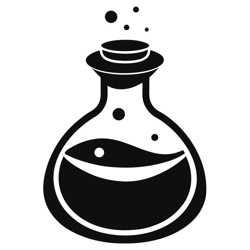 Simple black and white potion bottle vector