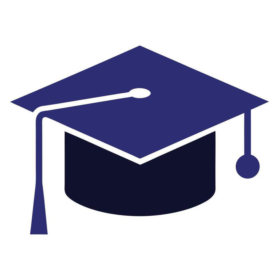 Simple blue graduation cap illustration vector