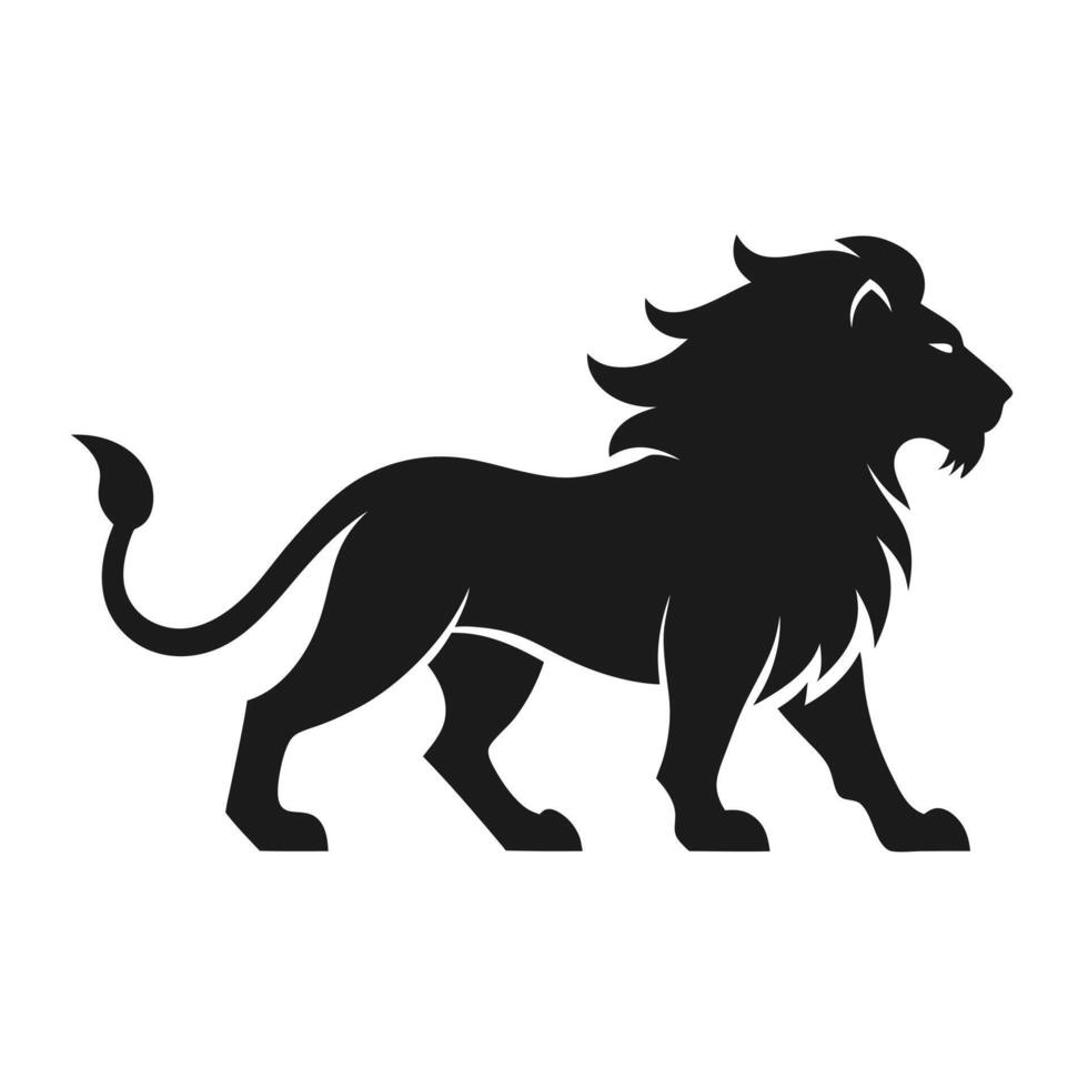 Silhouette of a powerful walking lion vector