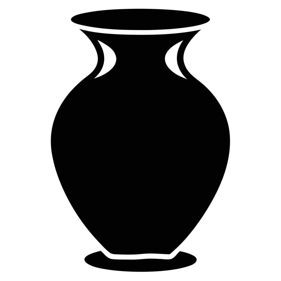 Simple black silhouette pottery vase design vector