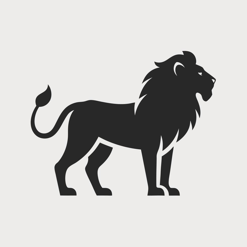 Simple black lion silhouette illustration vector
