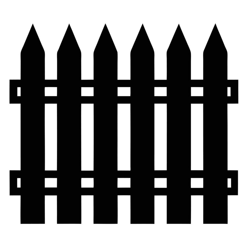 Simple black and white wooden picket fence vector