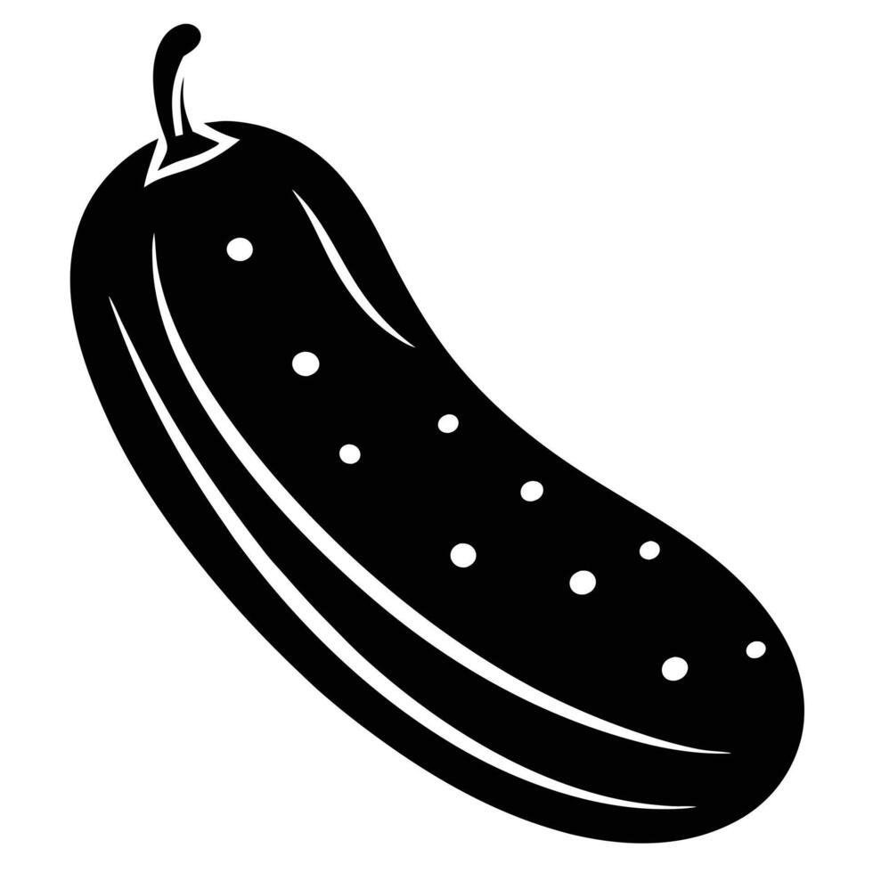 Black and white illustrated cucumber vector