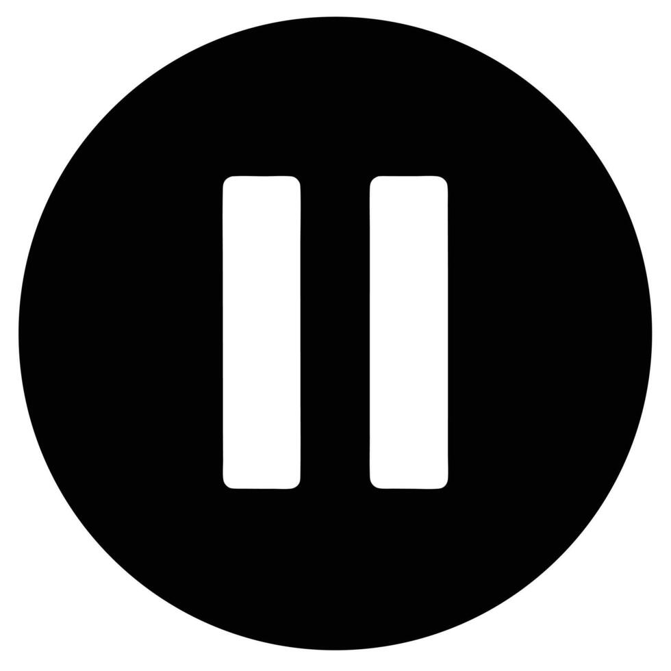 Black pause button icon symbol vector