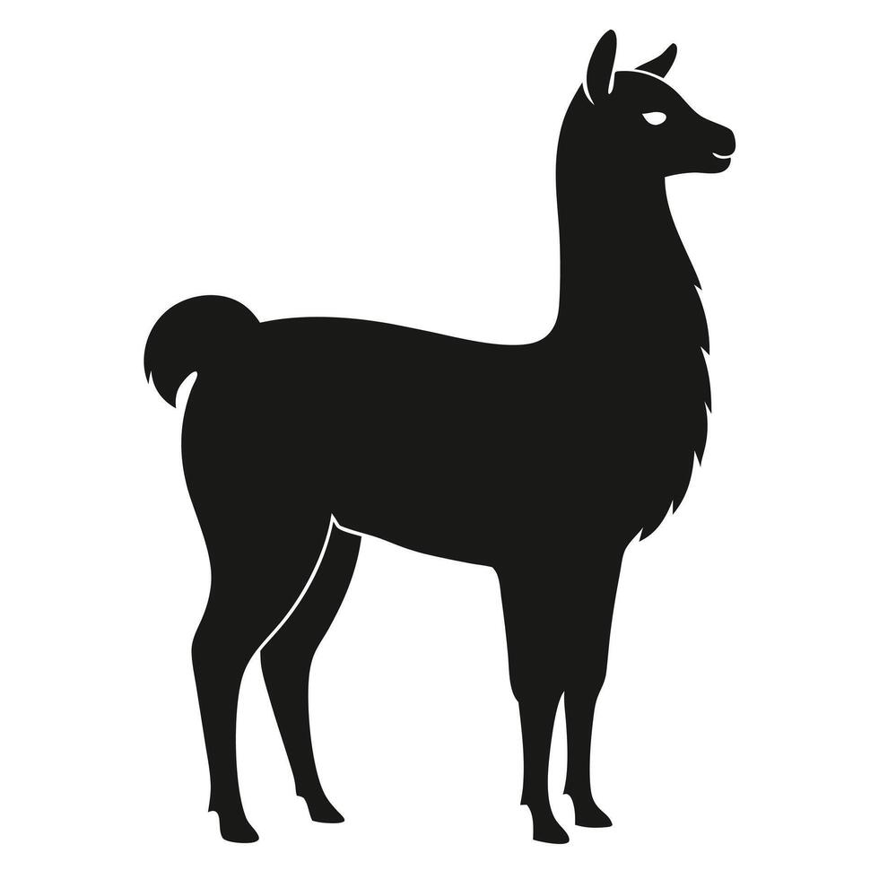 Silhouette of a standing llama animal vector