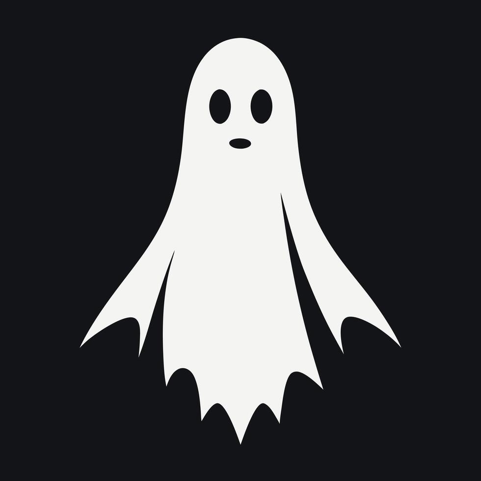Simple white ghost illustration on black background vector