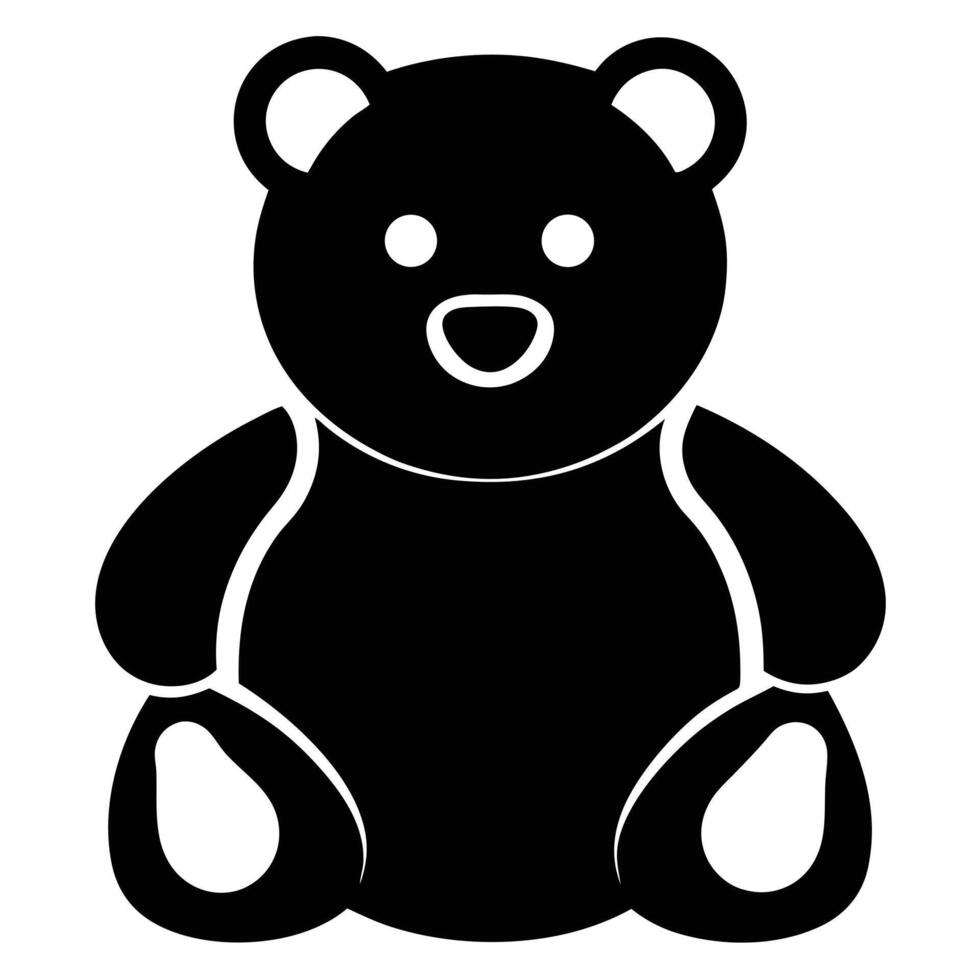 Simple black and white teddy bear vector