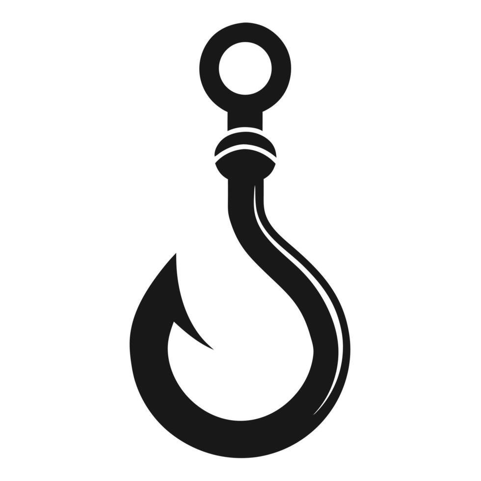 Simple black and white fishing hook vector