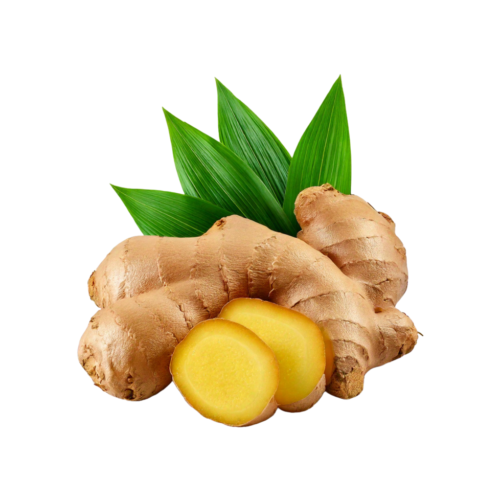 fresh Ginger root with leaves png