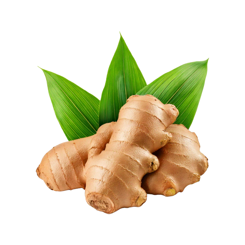 Ginger root with three leaves png