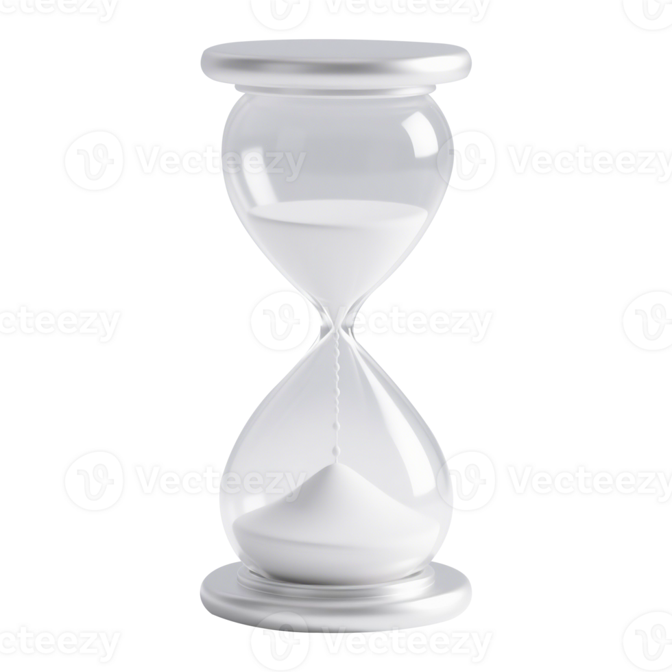Hourglass with flowing sand, time measurement concept png