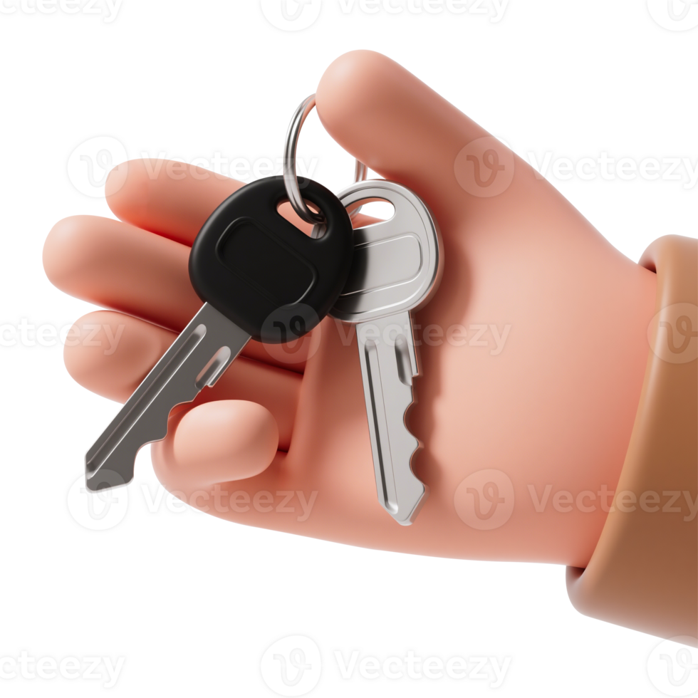 Hand with Keys Access and Ownership in 3D Cartoon png