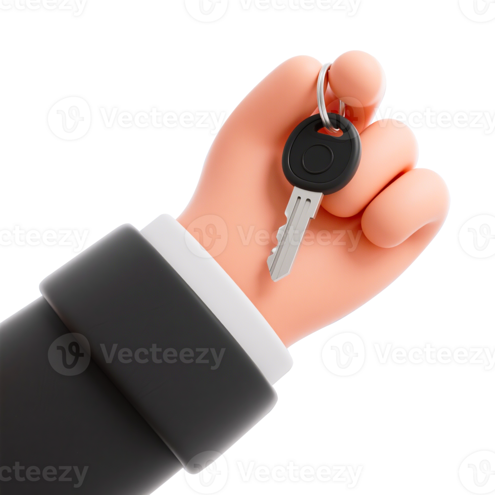 Hand holding a car key png