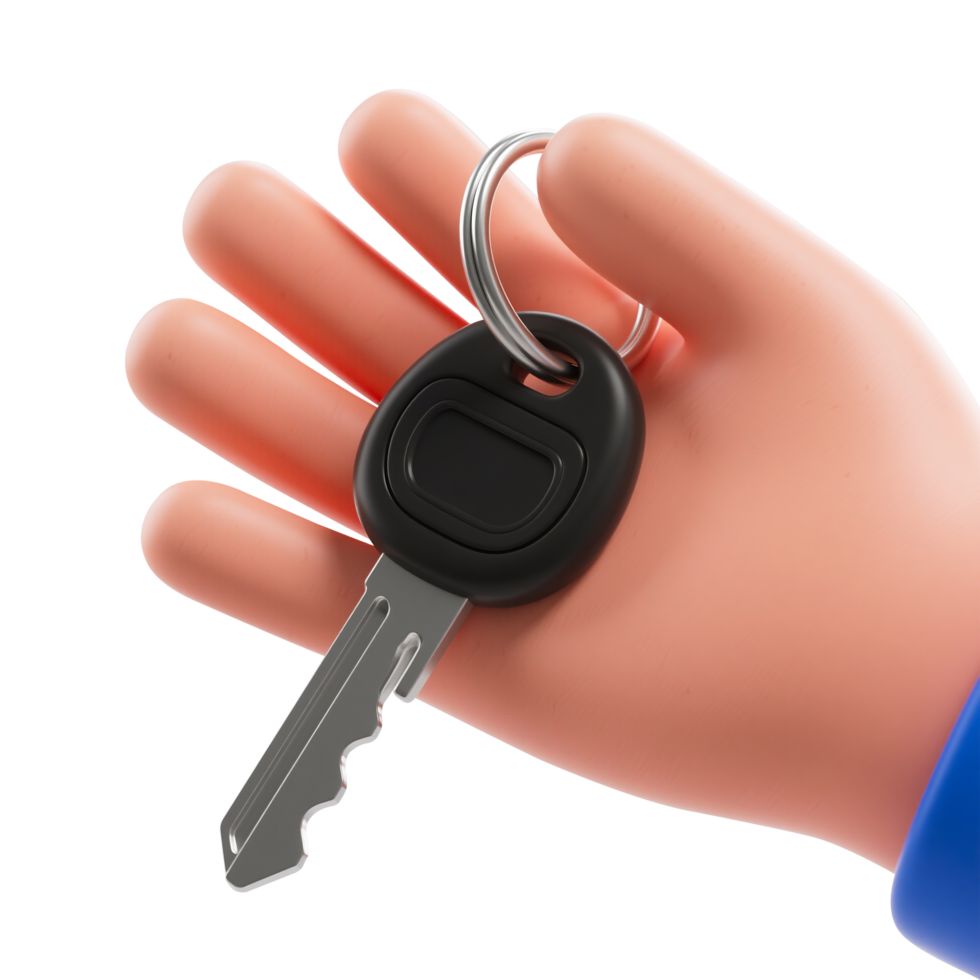 A hand holding a car key png