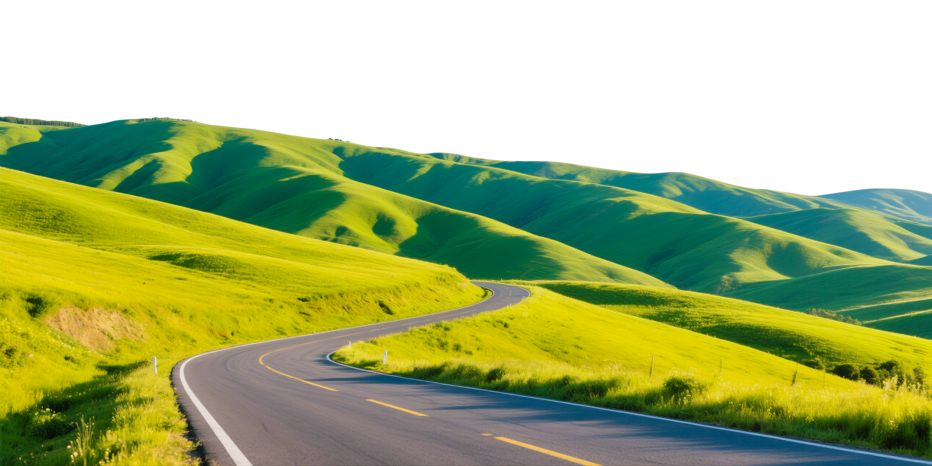Winding Road Through Lush Green Hills png