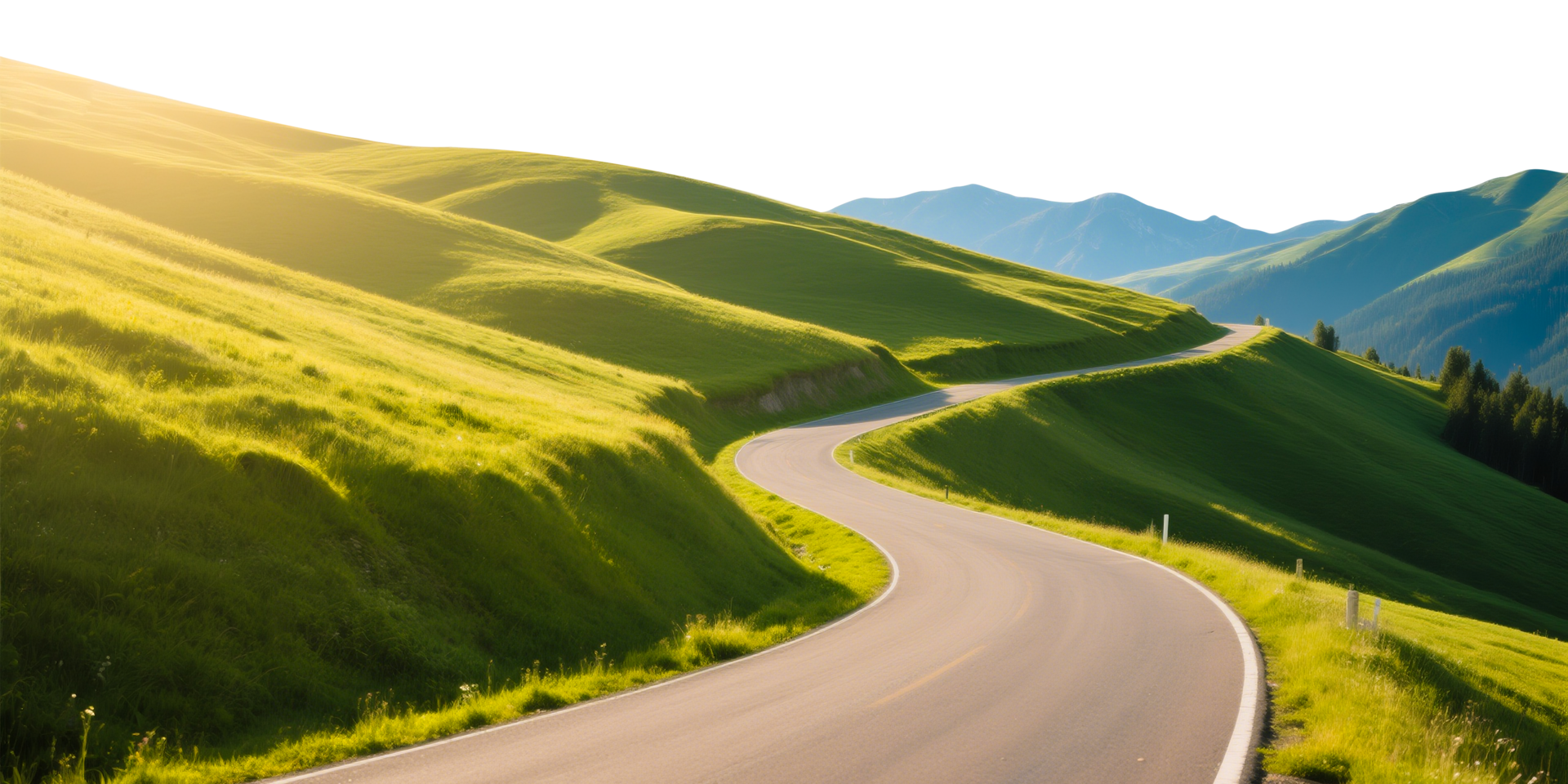 Green Winding Road Through Lush Green Hills png
