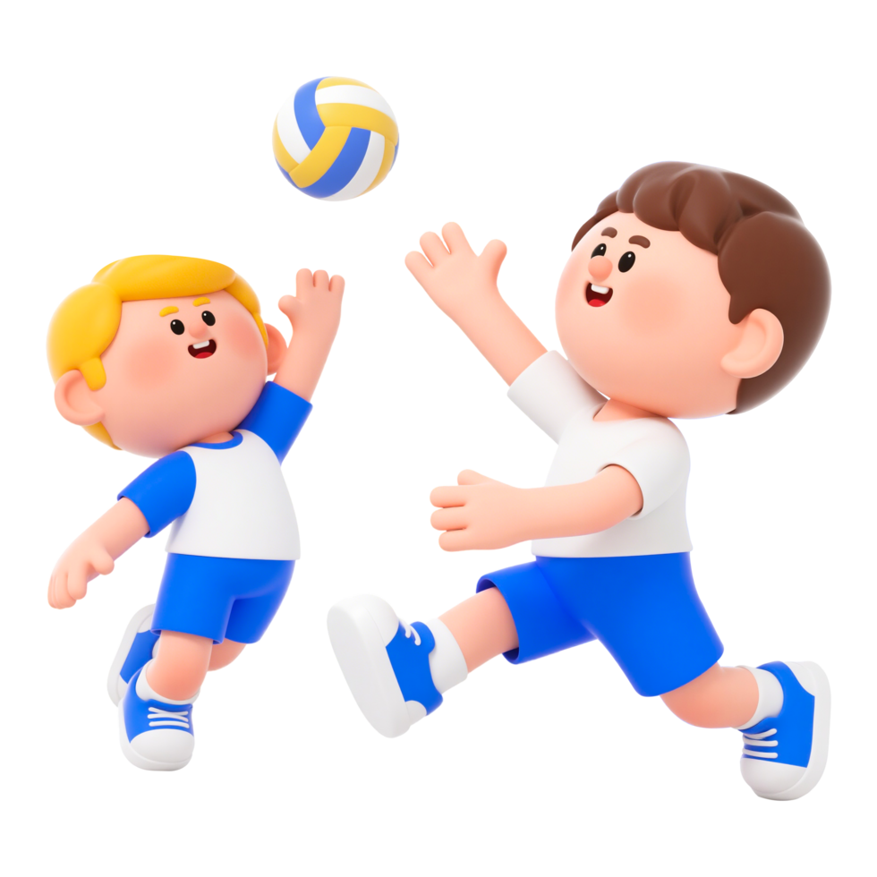 Two Kids Playing Volleyball in a Sunny Day png