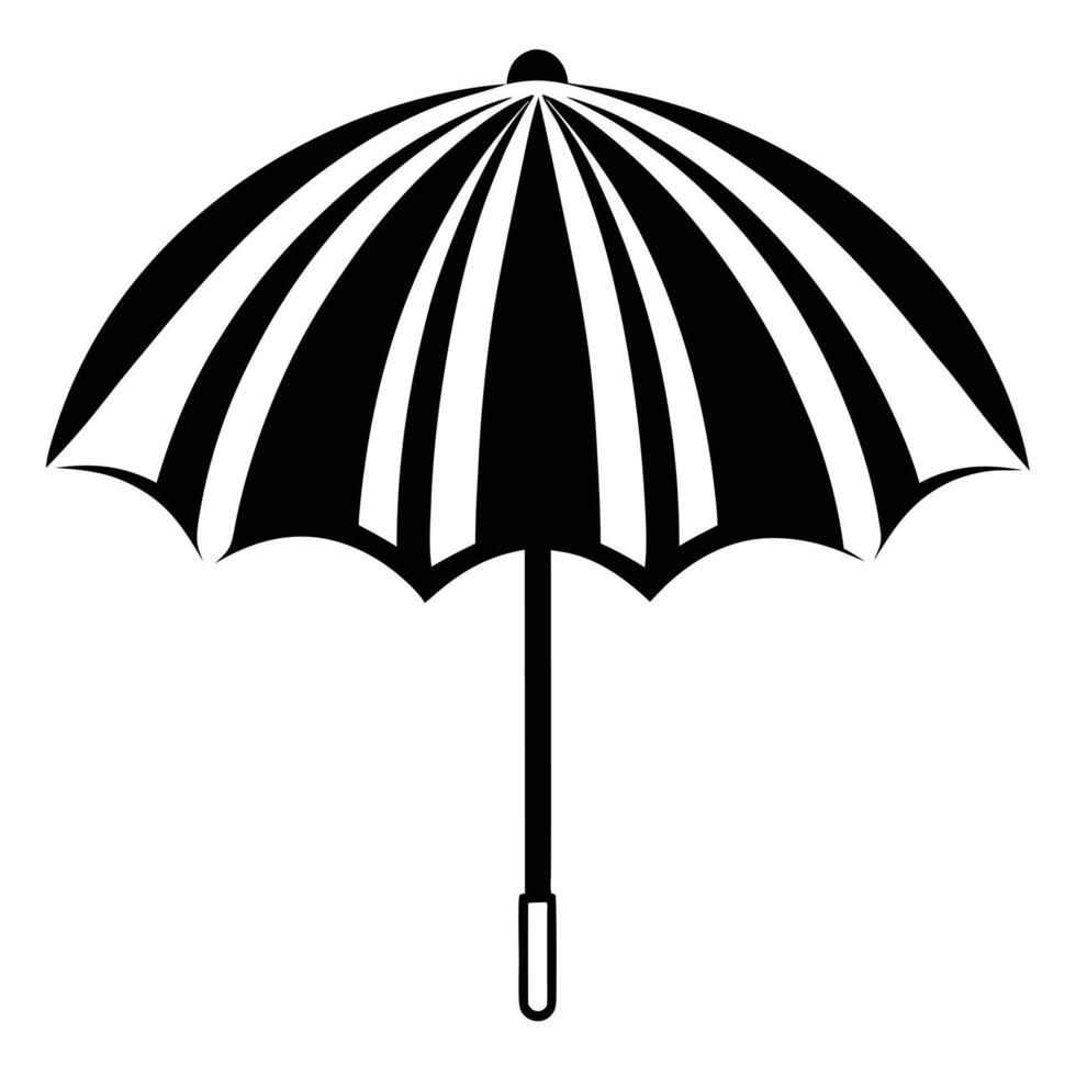 Simple black and white striped umbrella vector