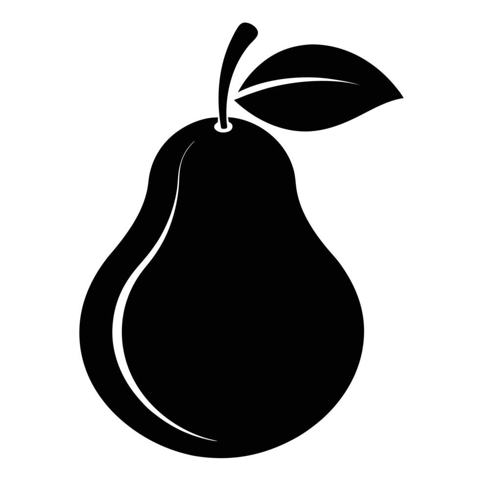 Simple black and white pear illustration vector