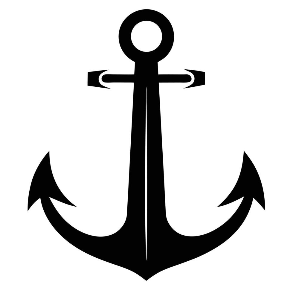 Classic black anchor icon on white background vector