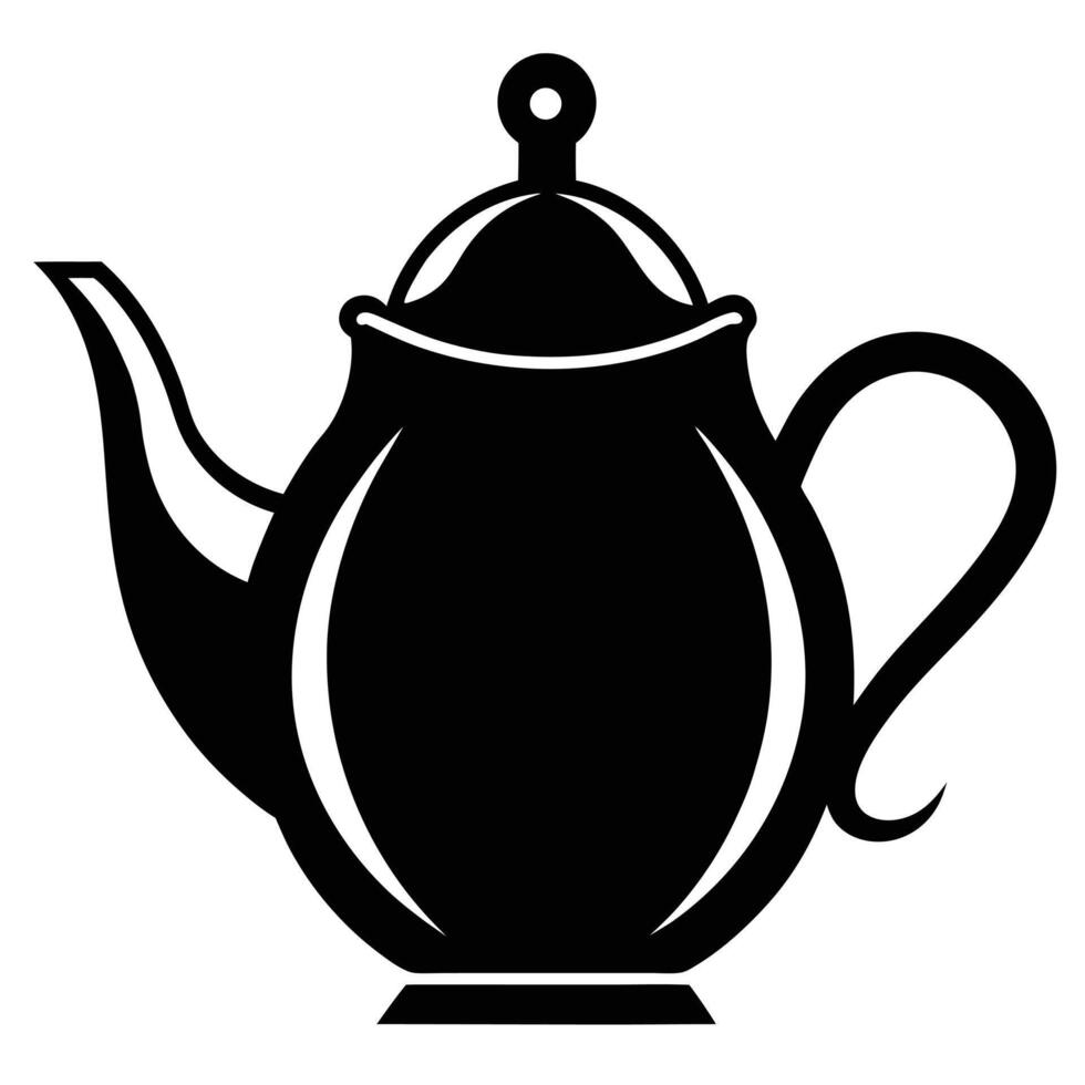 Elegant black teapot silhouette on white vector