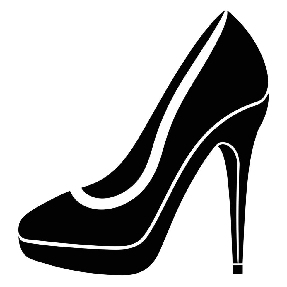 Elegant black high heel shoe silhouette vector