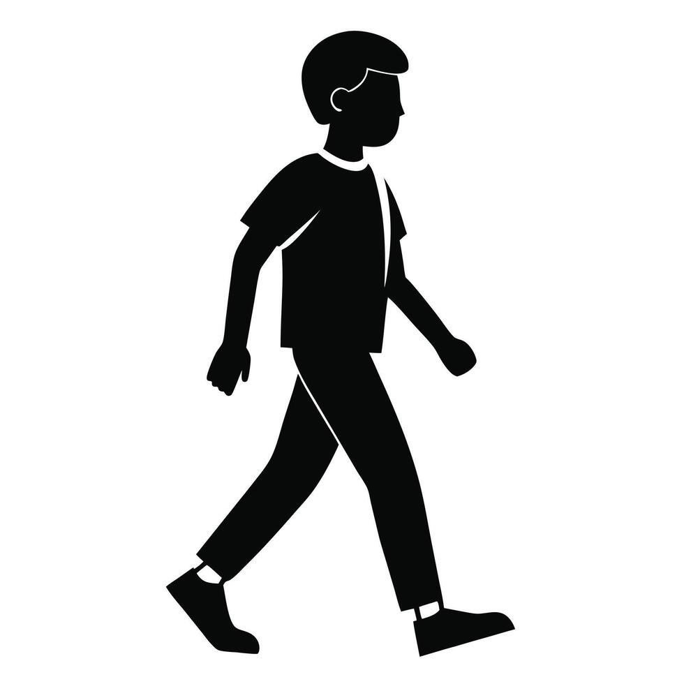 Walking man silhouette black and white vector