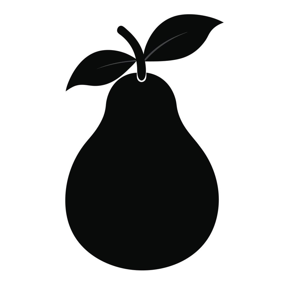 Black pear fruit with green leaves vector