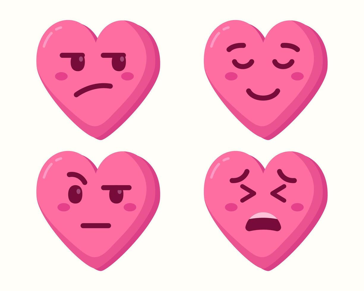 pink heart emoticons icons isolated vector