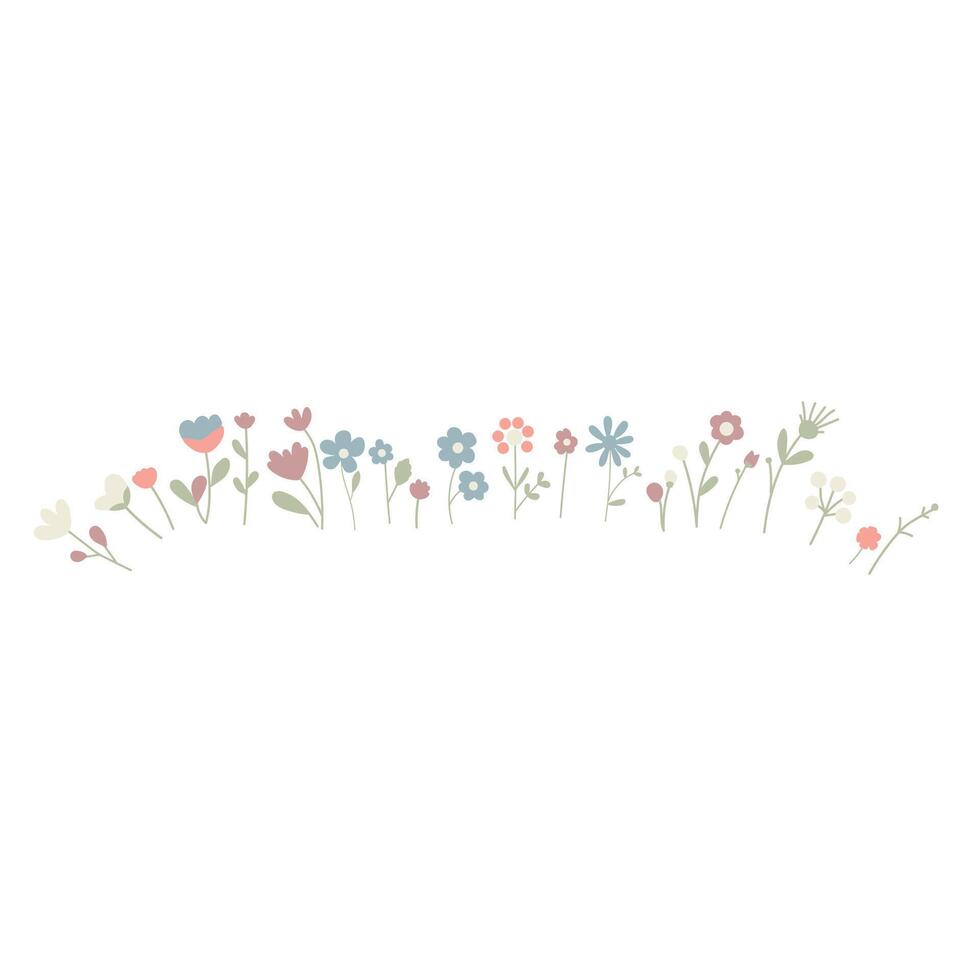 Delicate flowers set. floral elements. vector
