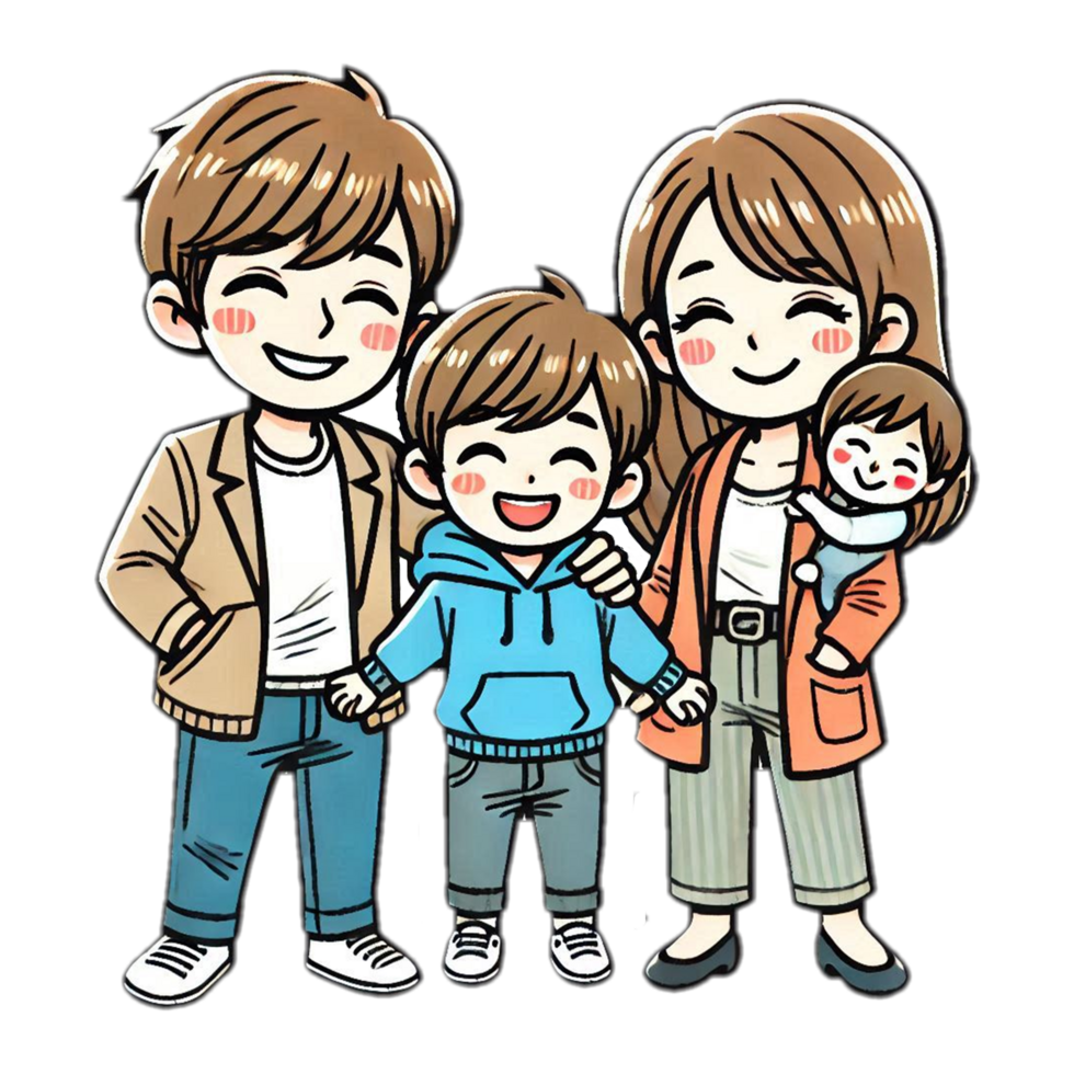 Happy cartoon family portrait, perfect for design elements png