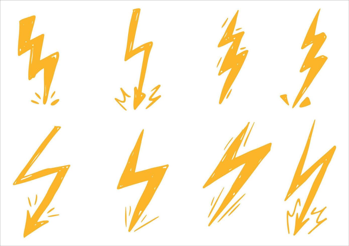 Hand-drawn lightning sketch, doodle-style of danger, attention, and electric energy. Perfect for themes of storms, power, and dynamic visuals. vector