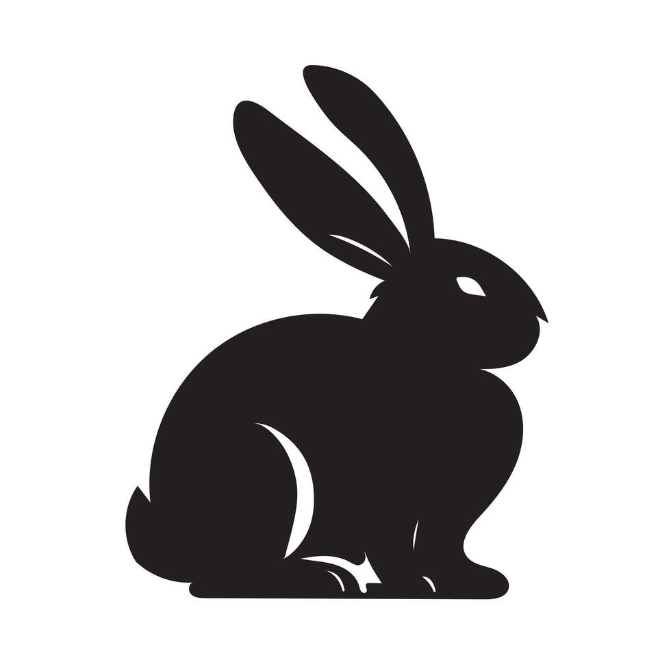A Rabbit is sitting isolated silhouette illustration on white background vector
