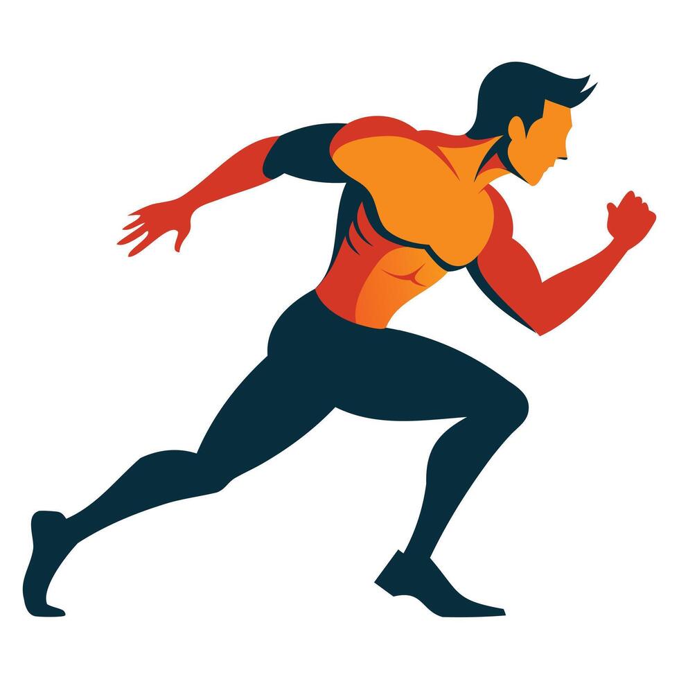 Jogging Male Figure Outline Illustration vector
