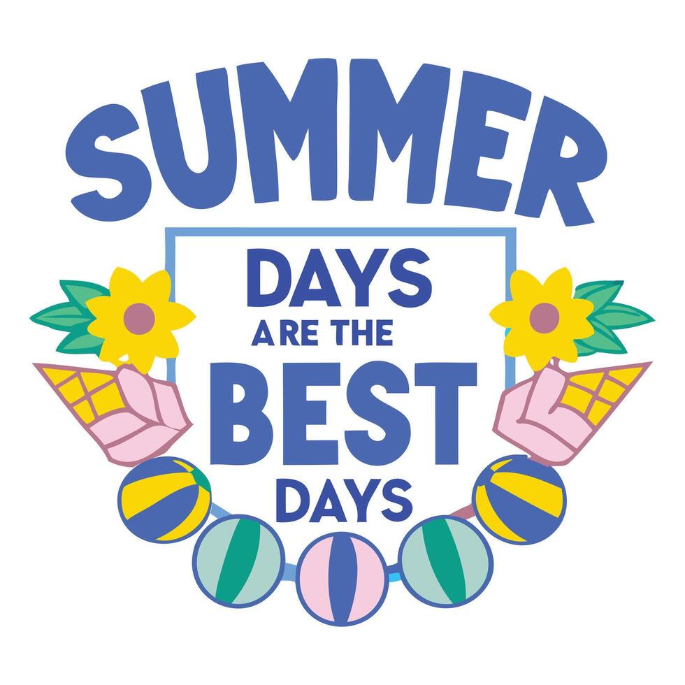 Summer Fun Saying Graphic Tee Print vector