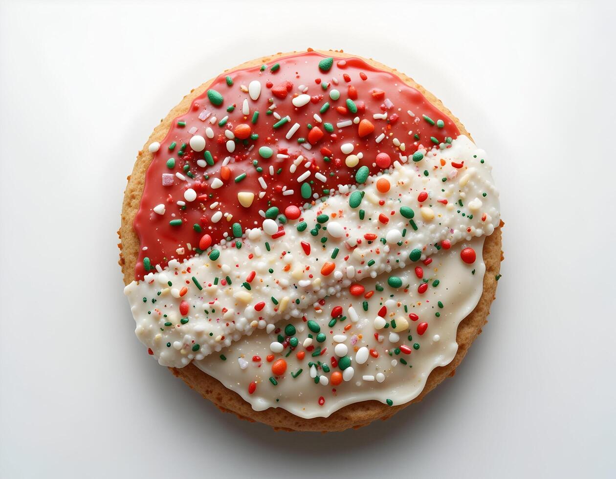 Decorated Cookie with Sprinkles on White Background photo