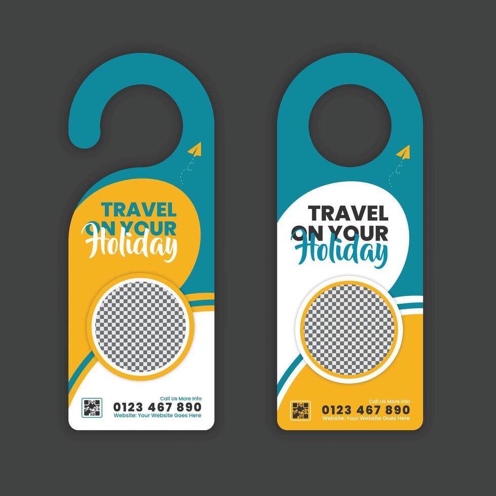 Tourism Promotion Door Hanger Design for Travel Agencies vector