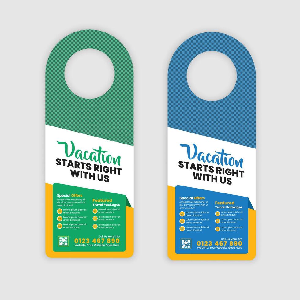 Tour Guide and Travel Promo Door Hanger Template for Resorts vector