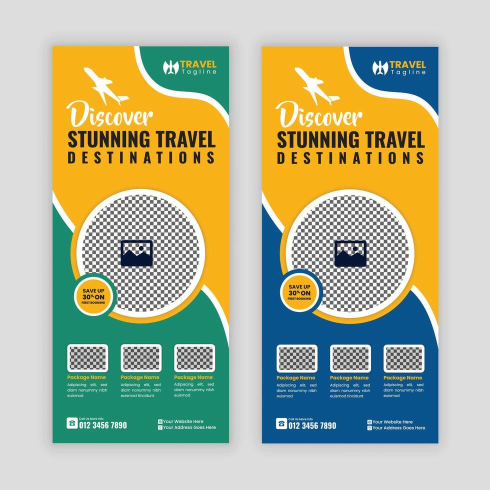 Travel Promotion Rack Card and Flyer Design Template for Agencies vector