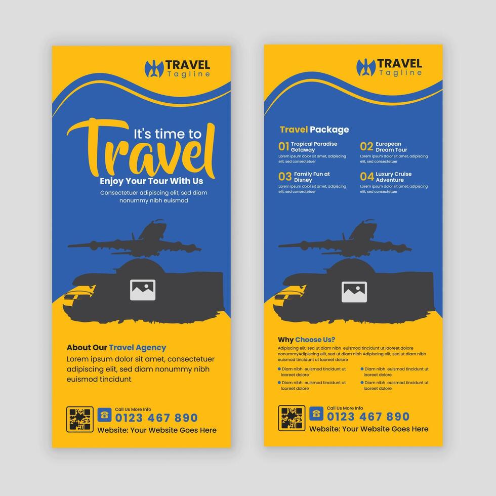 Modern Travel Brochure and Rack Card Design for Global Tour Agencies vector