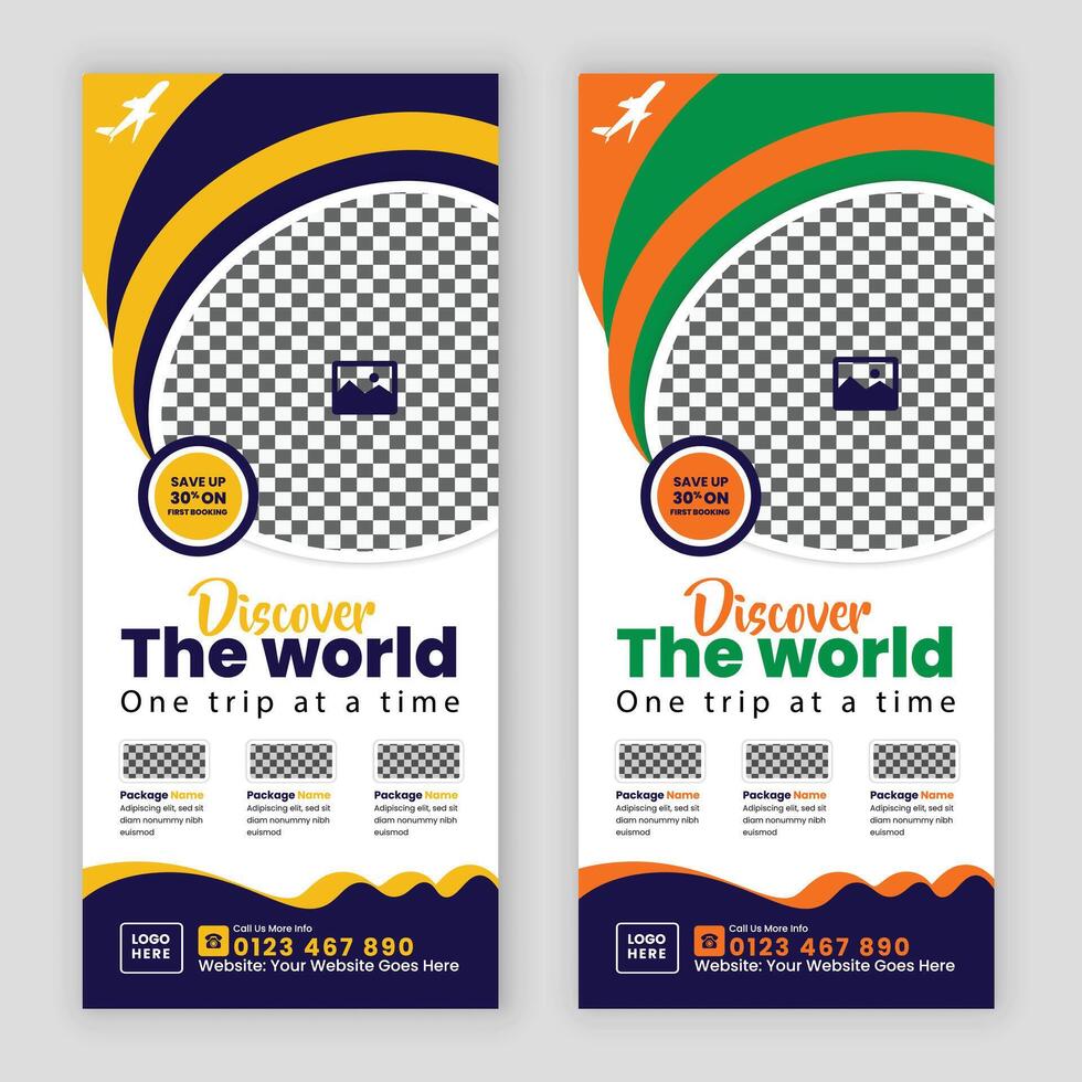 Tourism and Travel Promotion Rack Card or Vacation DL Flyer Template Design vector