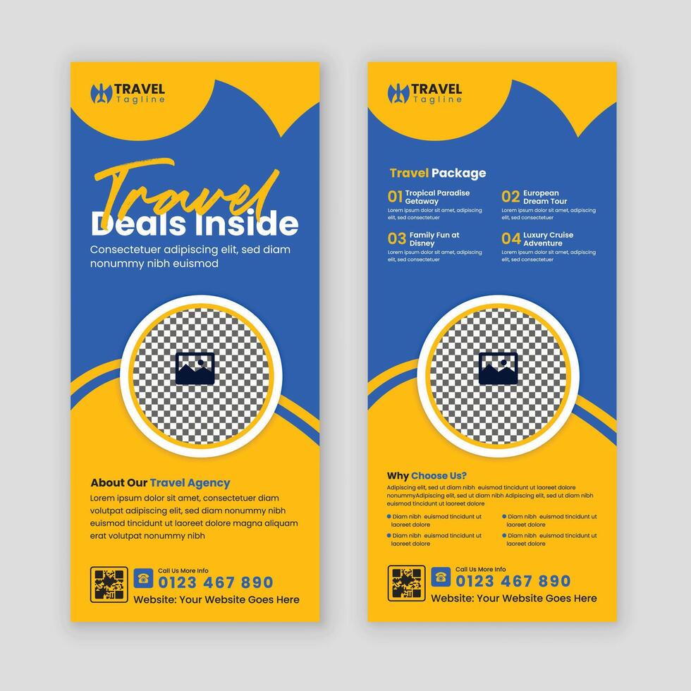 Travel and Tourism Rack Card Template for Holiday Tours and Agency Promotions vector