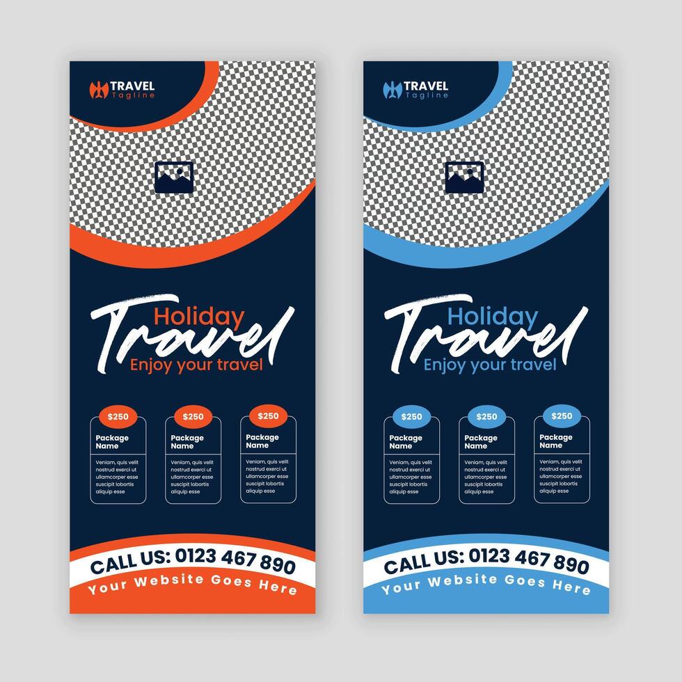 Creative Travel Brochure Dl flyer, rack card Design Template for Tourism Services and Destination Ads vector