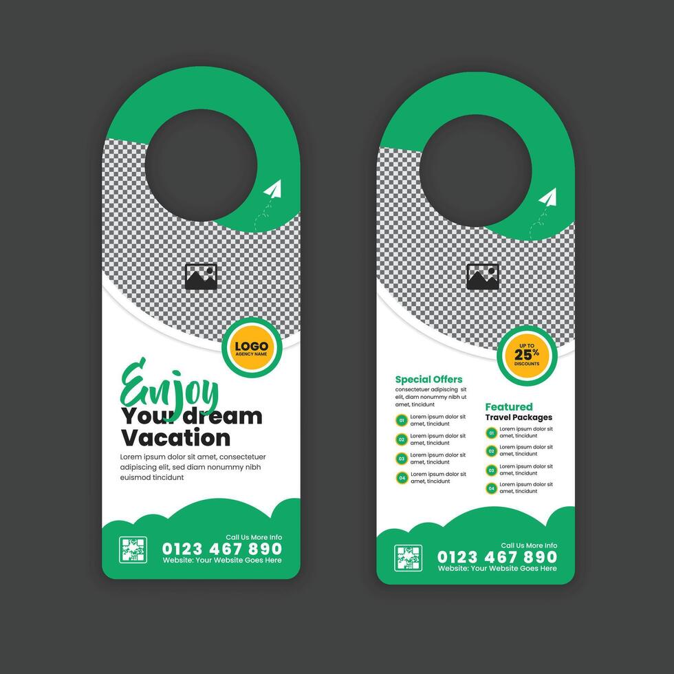 Creative Vacation Door Hanger for Tourism Ads and Hotel Promotions vector