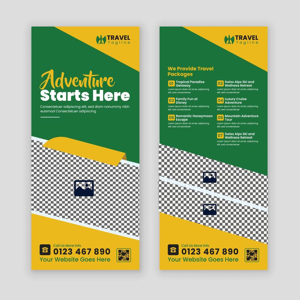 Creative DL Flyer or Rack Card Template for Travel and Holiday Tour Packages vector
