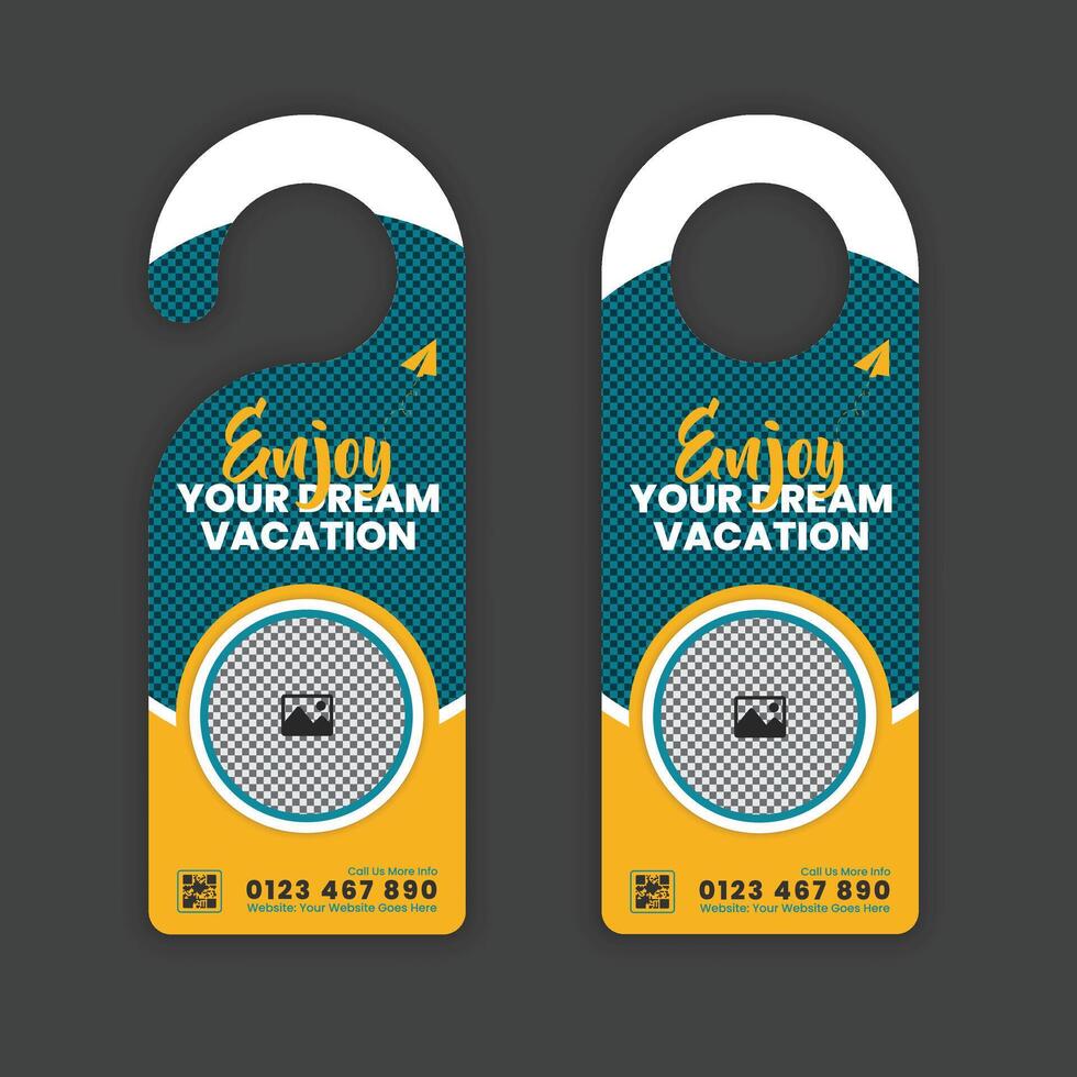 Editable Door Hanger Template for Holiday Packages and Getaways vector