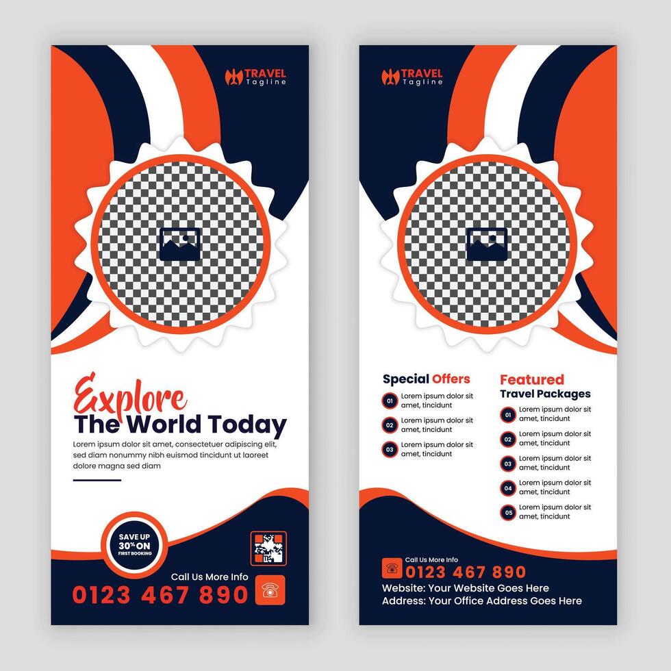 Promotional Travel Flyer Design Template Tourism Agency DL Brochure Layout vector