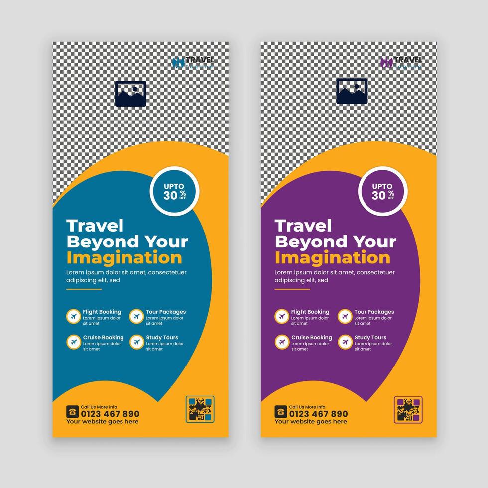 Modern Travel and Tourism DL Flyer and Rack Card Design Template for a travel business vector