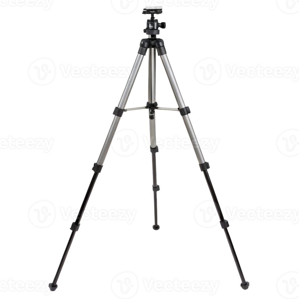 Modern tripod standing on transparent background, ready for shooting png